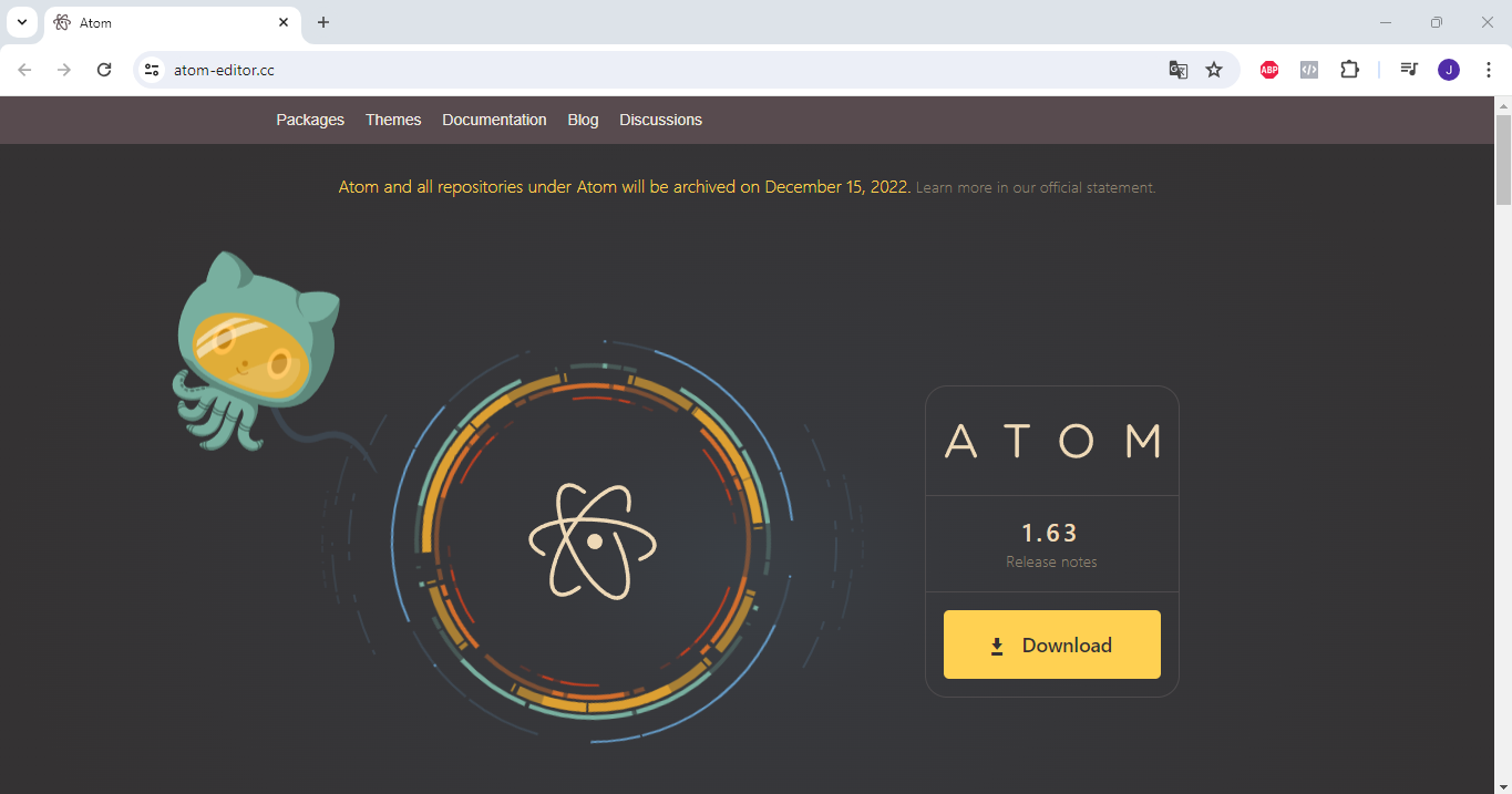 pagina de descarga de atom