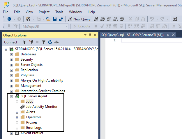 sql server agent en ejecucion