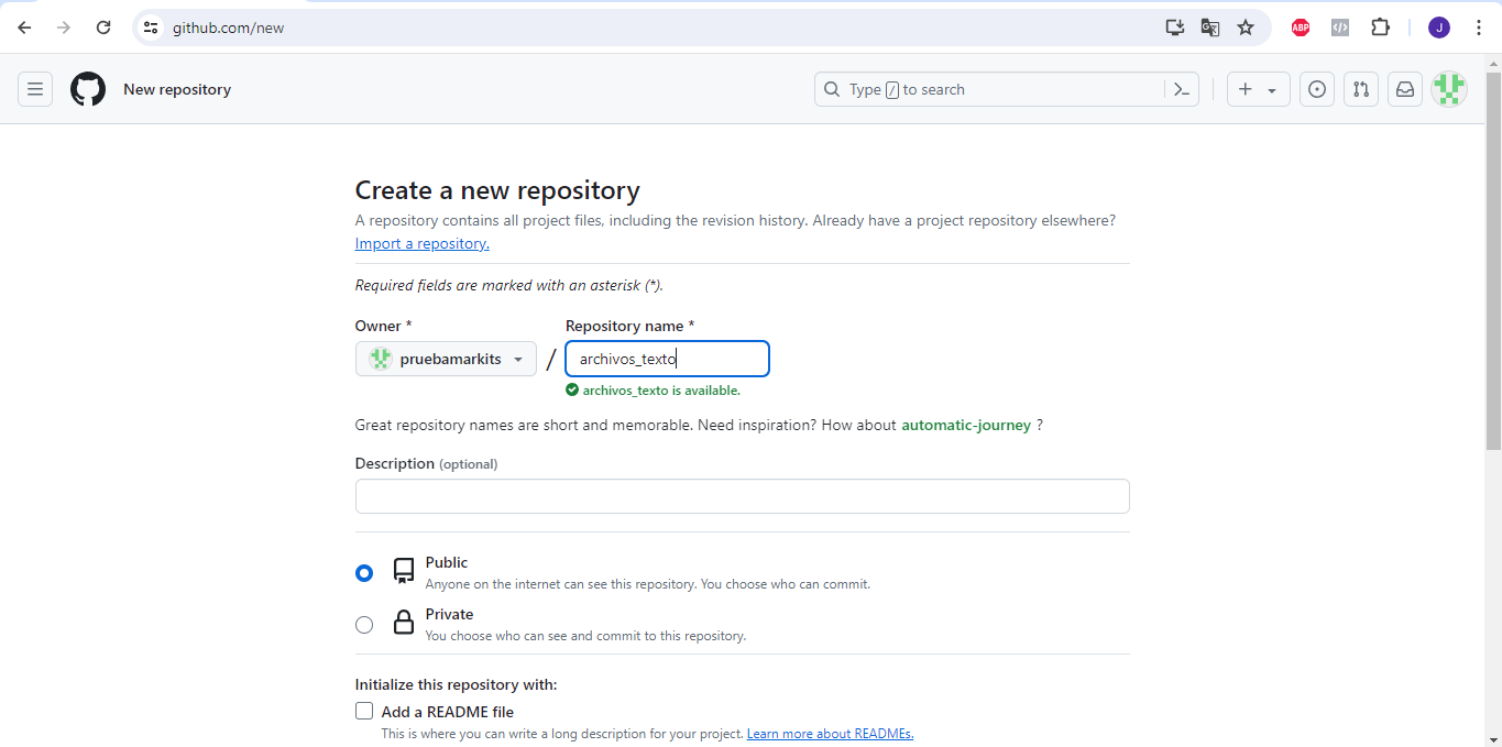 crear nuevo repositorio github