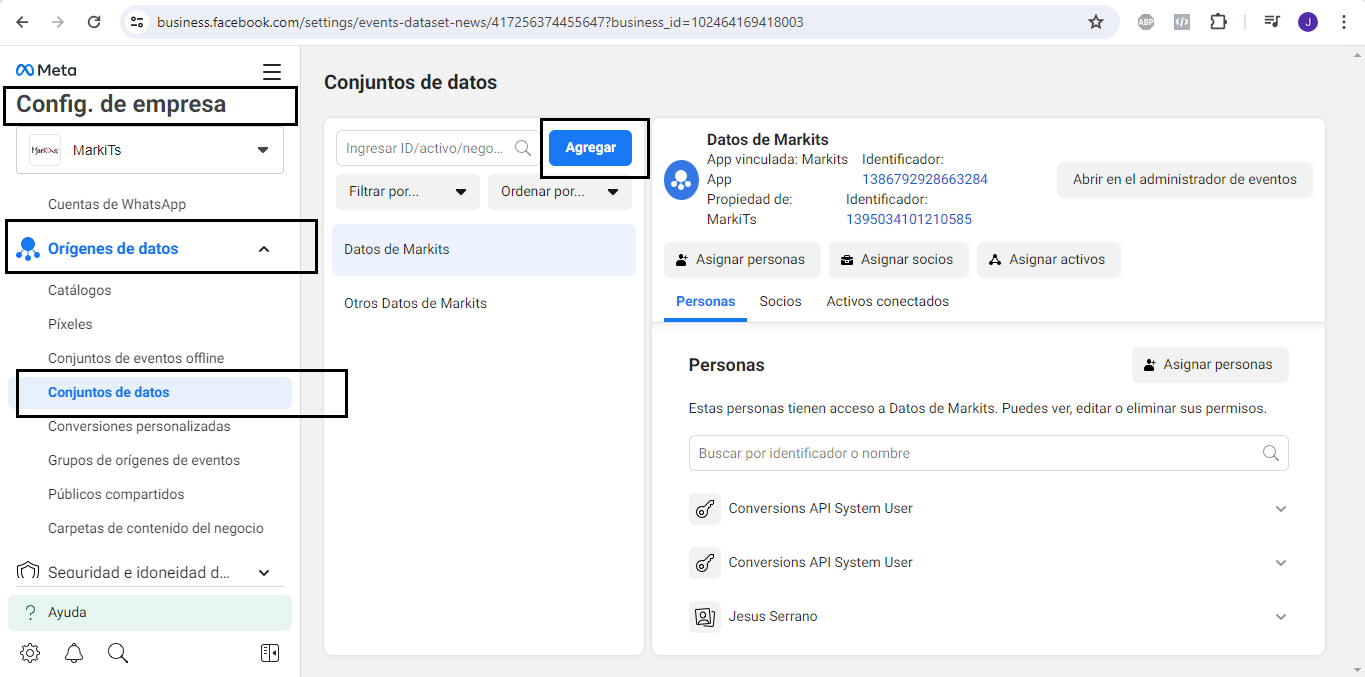 configuracion de empresa en meta business suite