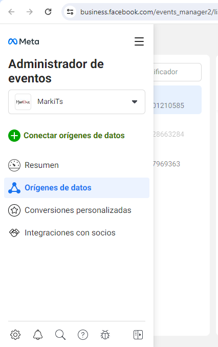 administrador de eventos en meta business suite