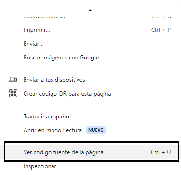 ver código fuente de la página