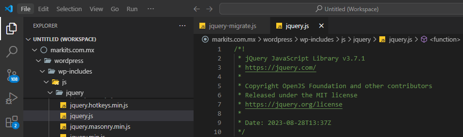 ruta de jquery en wordpress